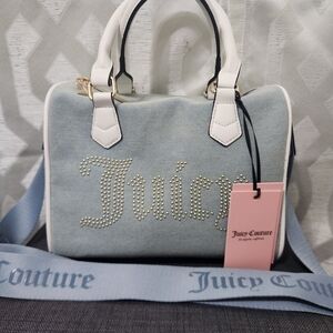 Juicy Couture Blue Denim and White Satchel Bag